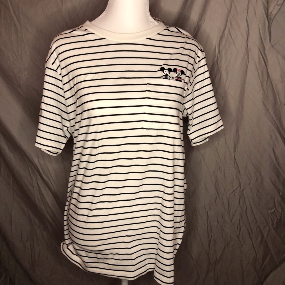 Uniqlo striped Mickey and Minnie t shirt